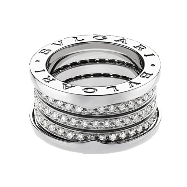 Bvlgari B.ZERO1 4 band ring in 18kt white gold w Pave Diamonds eLux