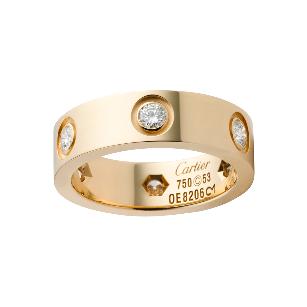 LOT:27 | An 18ct gold brilliant-cut diamond 'Love' ring, by Cartier.